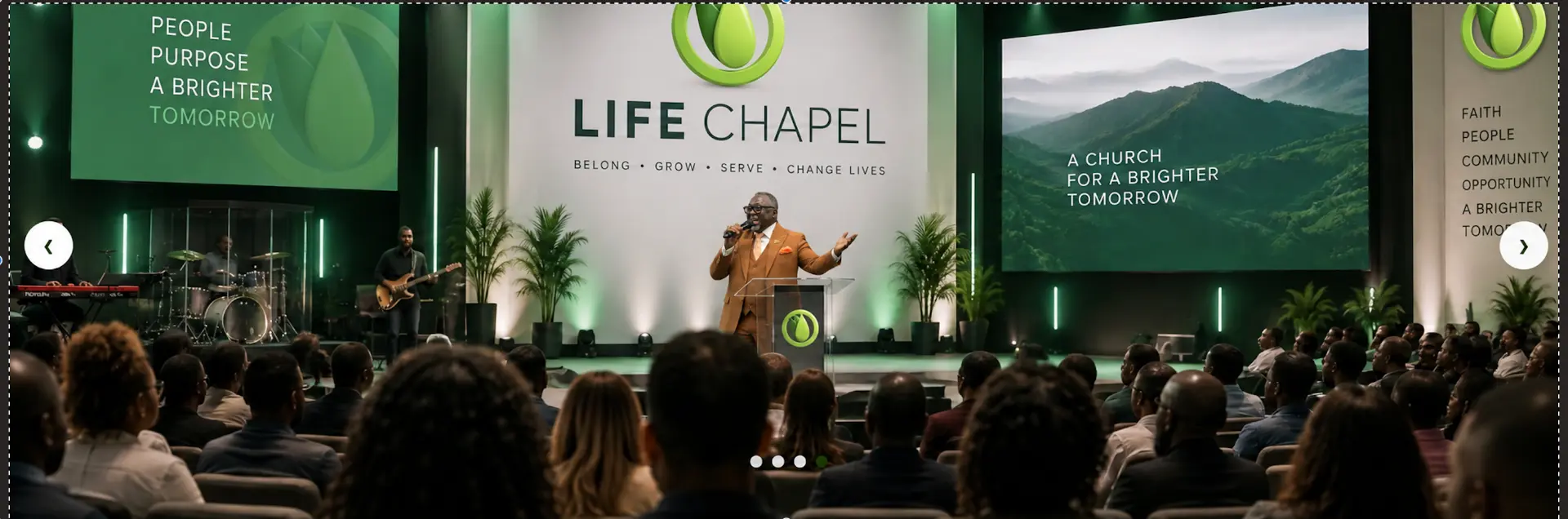 Life Chapel pastor preaching in a vibrant worship gathering
